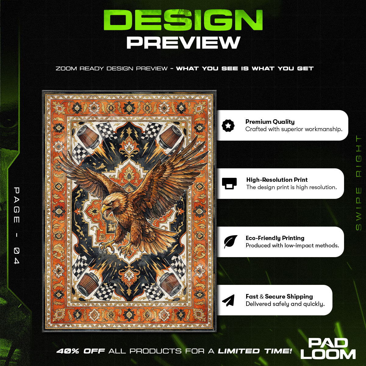 Floor character design printed on rug