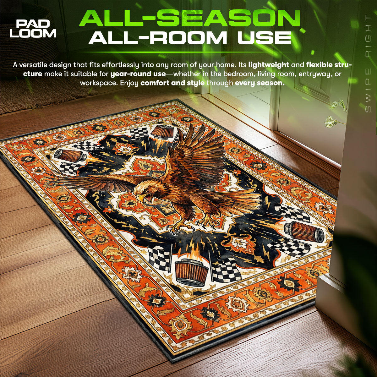 Harley Davidson Eagle Biker Floor fan rug — premium quality print