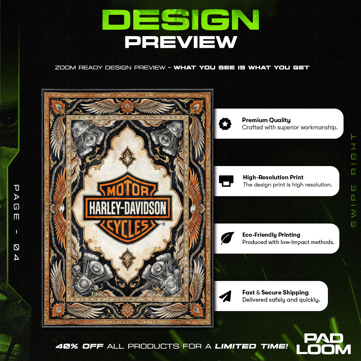 Harley-Davidson Motor Cycles Rug - Biker Floor Mat