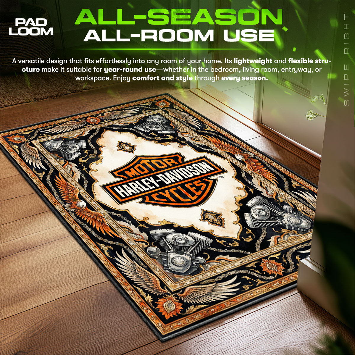 Harley-Davidson Motor Cycles Rug - Biker Floor Mat