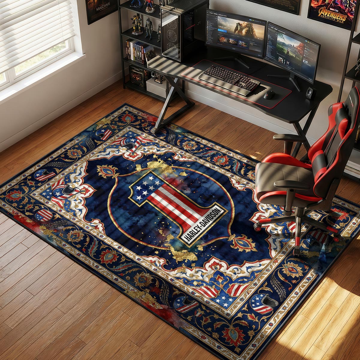 Harley Davidson #1 Flag Biker Floor rug — main product view