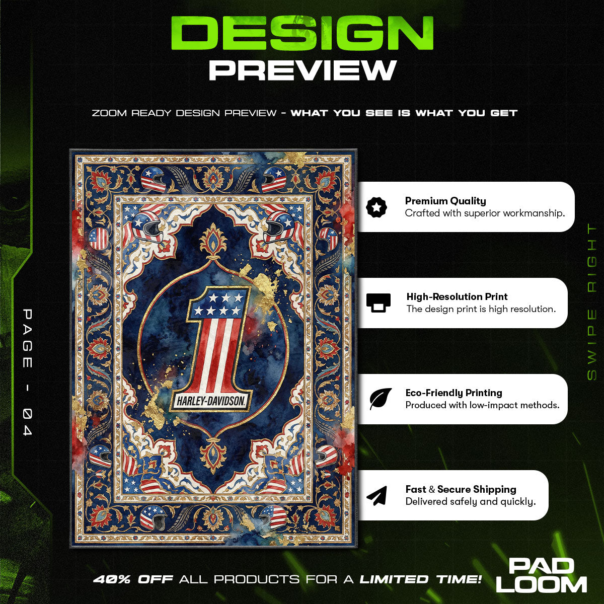 Floor character design printed on rug