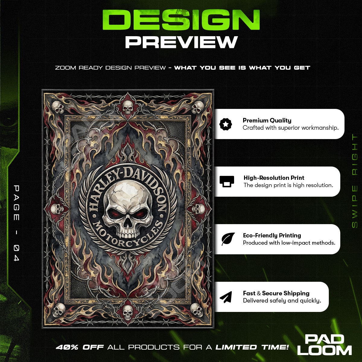 Floor character design printed on rug