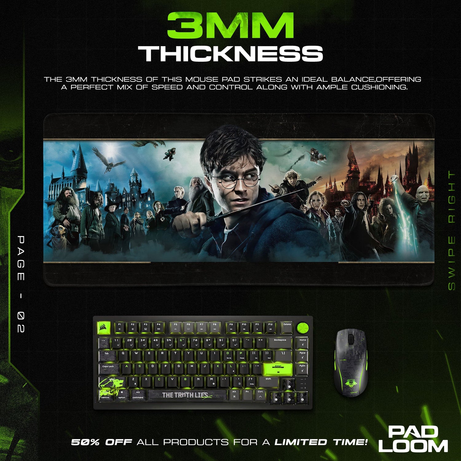 Harry Potter Final Battle Mouse Pad, Wizarding World Gaming Desk Mat Padloom