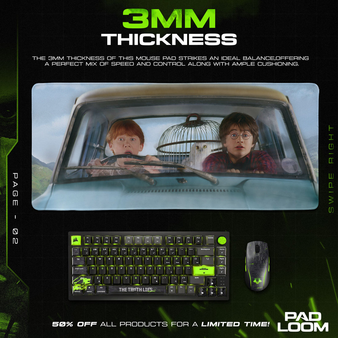 Harry Potter Flying Car Mouse Pad, Wizarding World Gaming Desk Mat