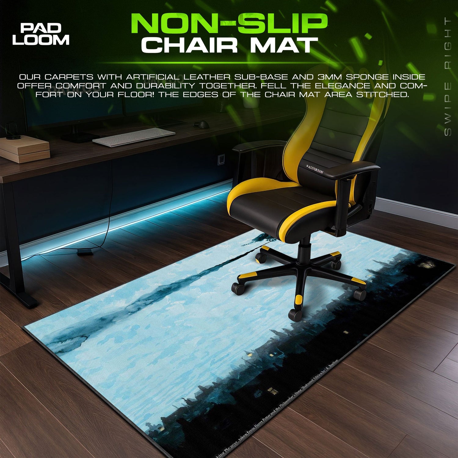 Harry Potter Flying Motorcycle Mouse Pad, Wizarding World Gaming Desk Mat Padloom