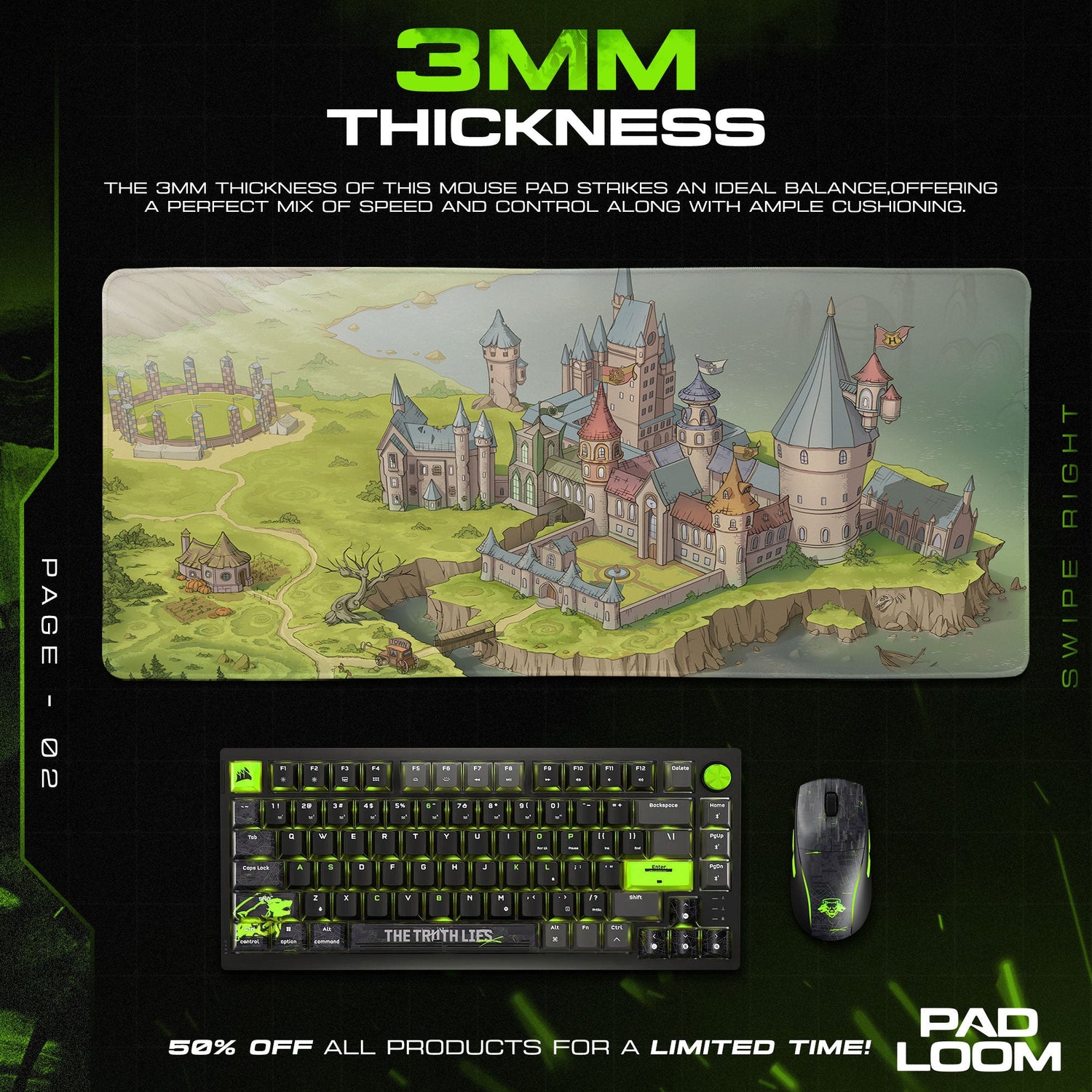 Harry Potter Hogwarts Castle Mouse Pad, Wizarding World Gaming Desk Mat Padloom