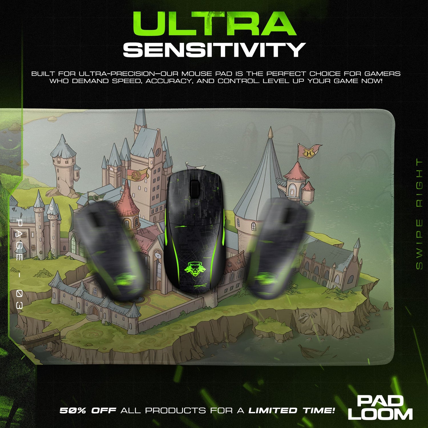 Harry Potter Hogwarts Castle Mouse Pad, Wizarding World Gaming Desk Mat Padloom