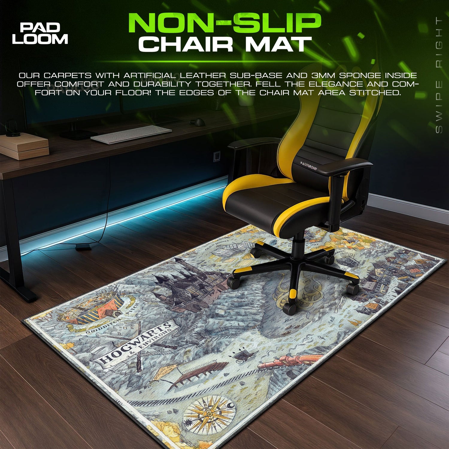 Harry Potter Hogwarts Map Mouse Pad, Wizarding World Desk Mat Padloom