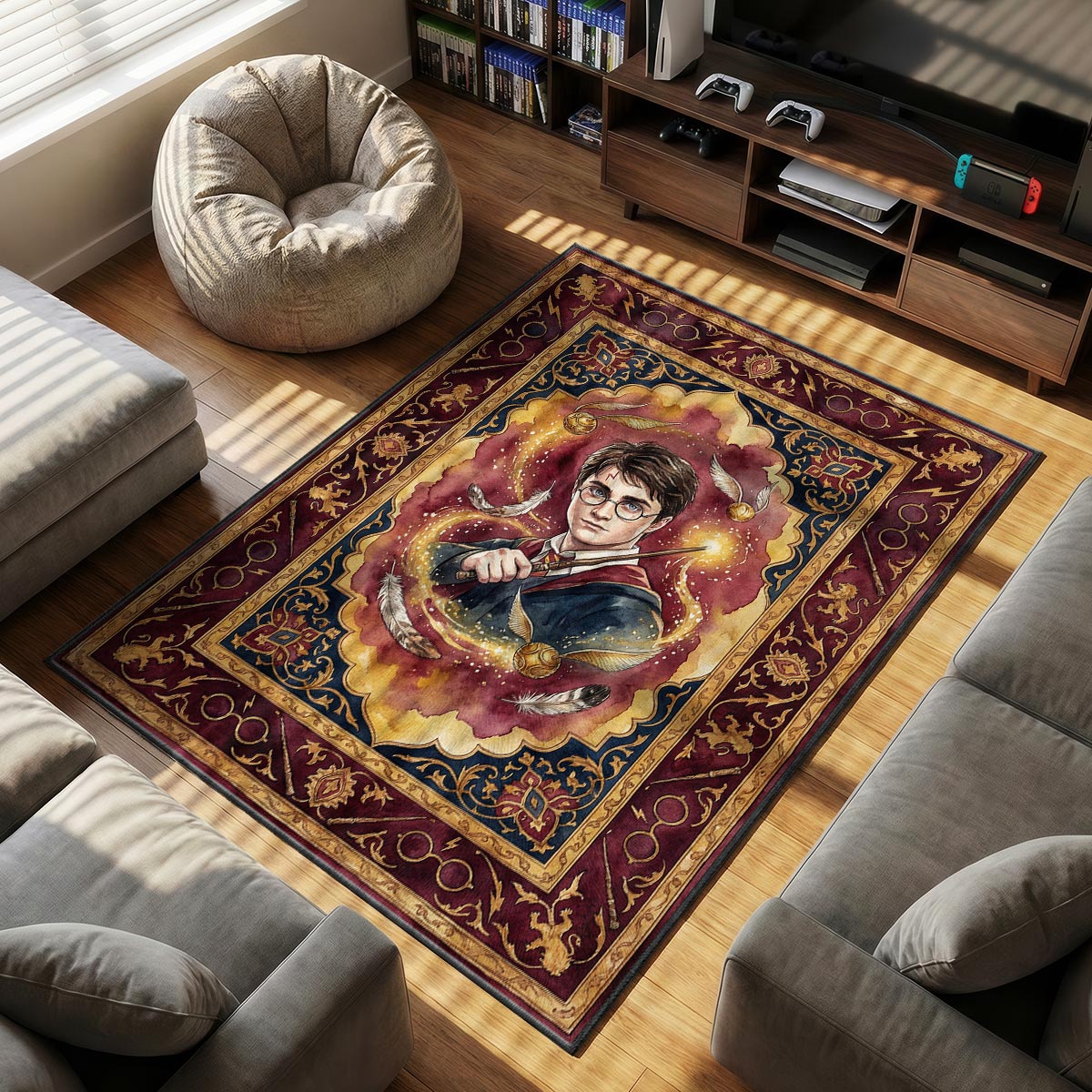 Harry Potter themed area rug for home decor fans