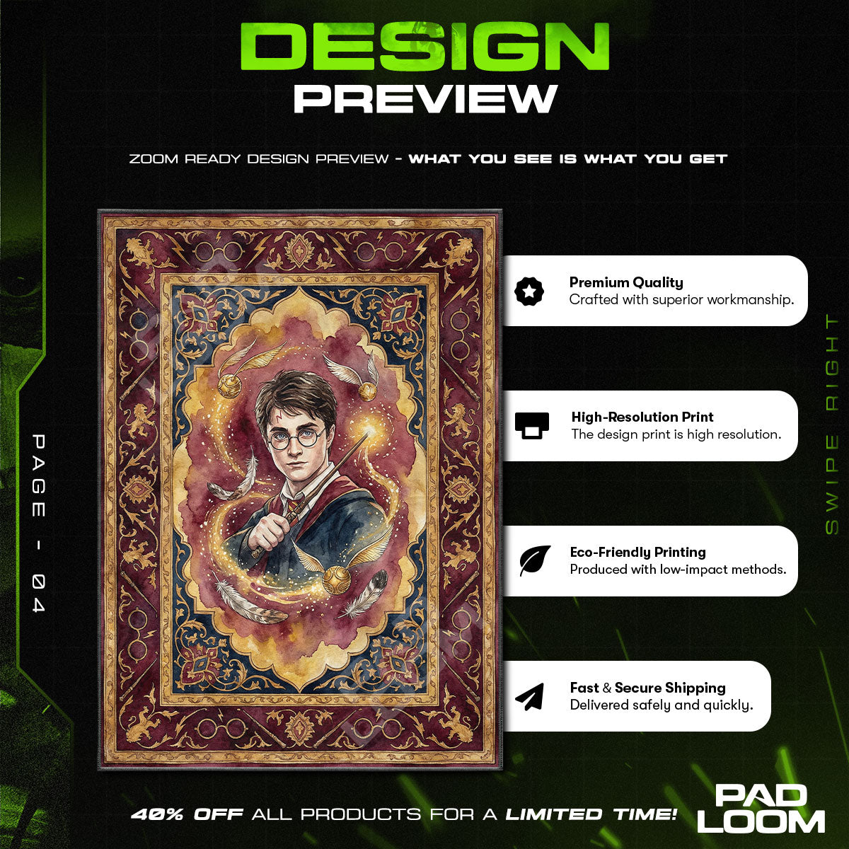 Room character design printed on rug