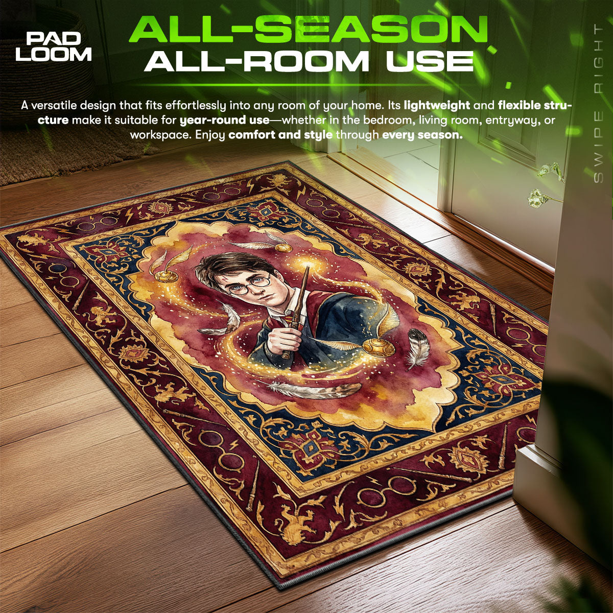 Harry Potter Magical Tapestry Harry Potter Room fan rug — premium quality print
