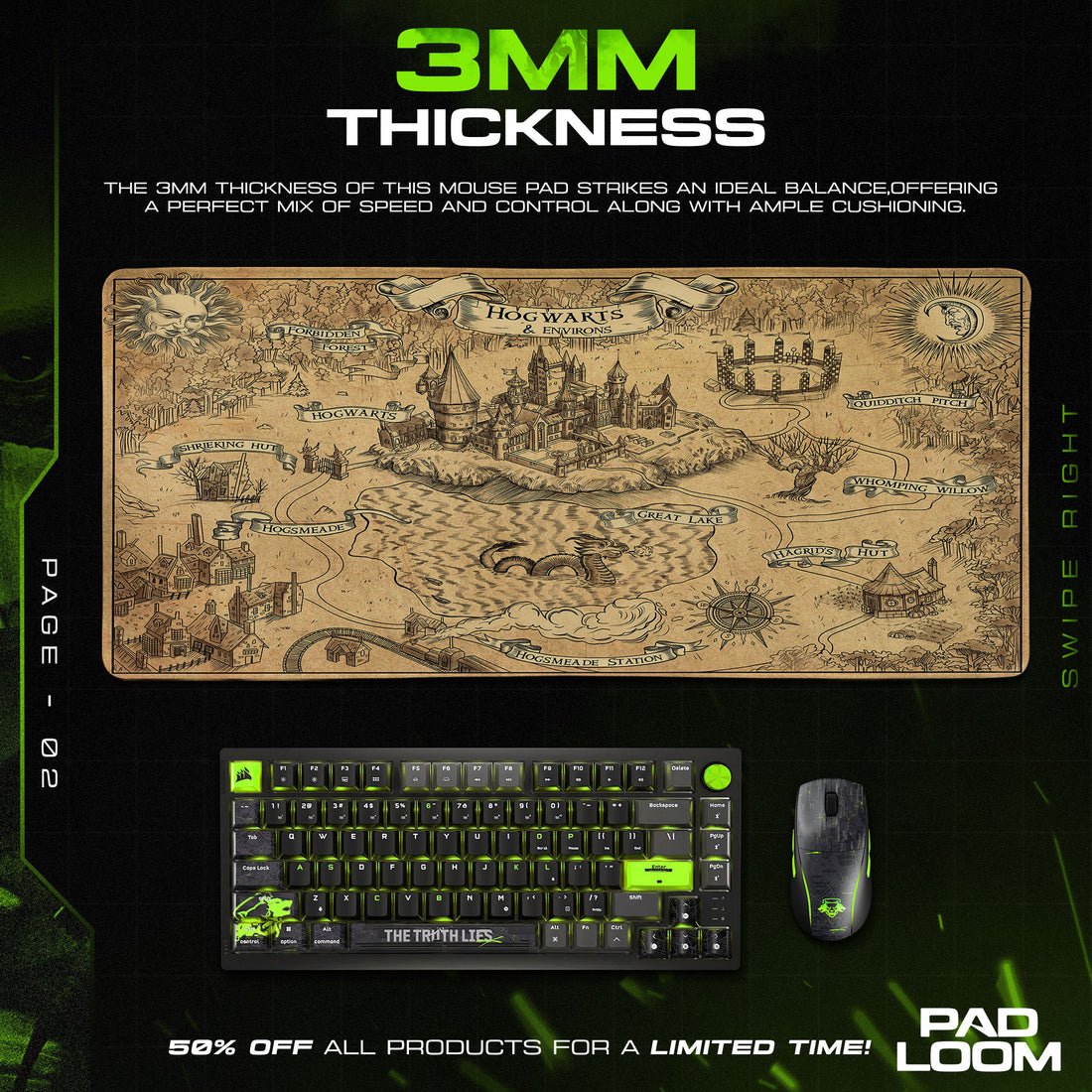 Harry Potter Map Mouse Pad, Hogwarts Gaming Desk Mat