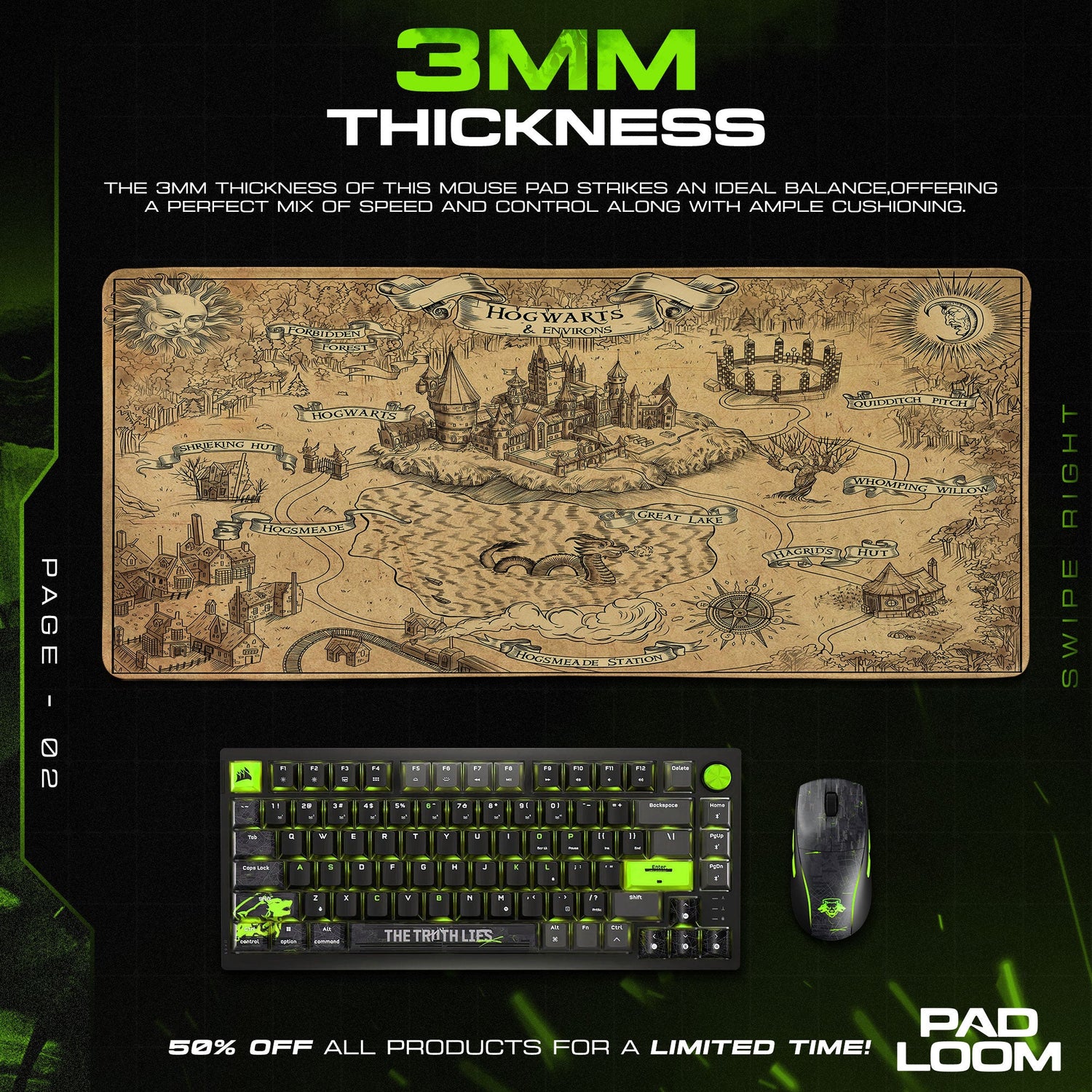 Harry Potter Map Mouse Pad, Hogwarts Gaming Desk Mat Padloom