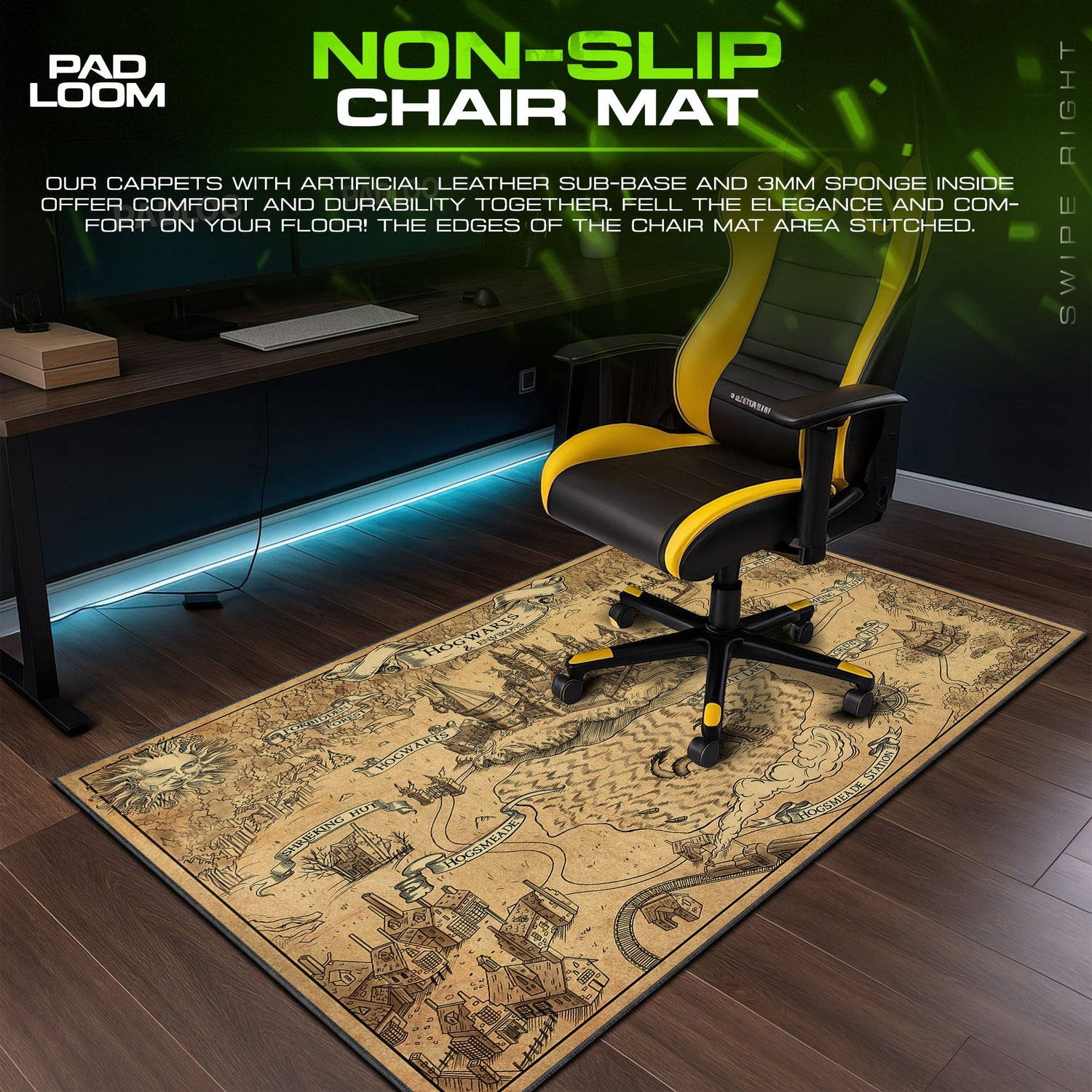 Harry Potter Map Mouse Pad, Hogwarts Gaming Desk Mat Padloom