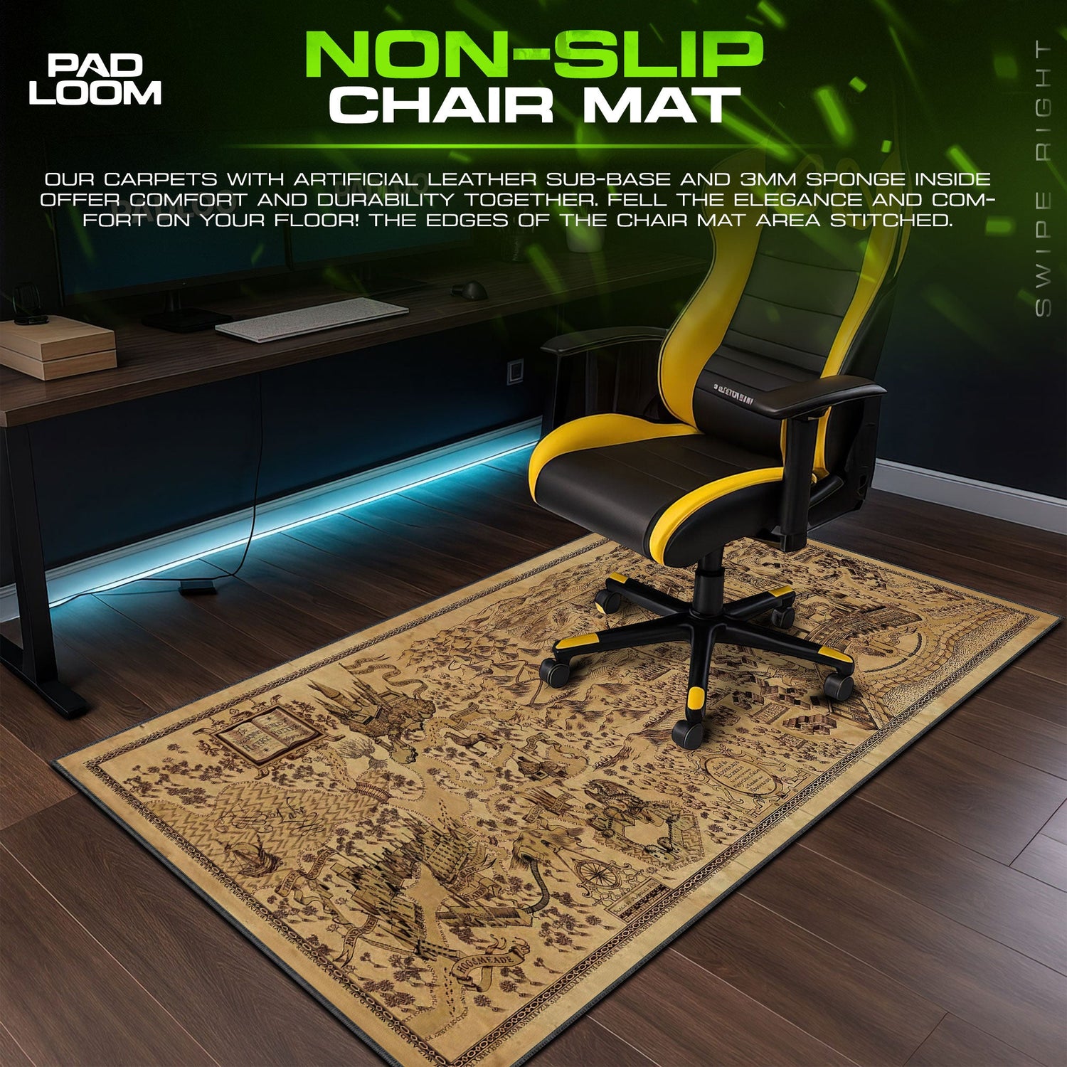 Harry Potter Marauder’s Map Mouse Pad, Wizarding Desk Mat Padloom