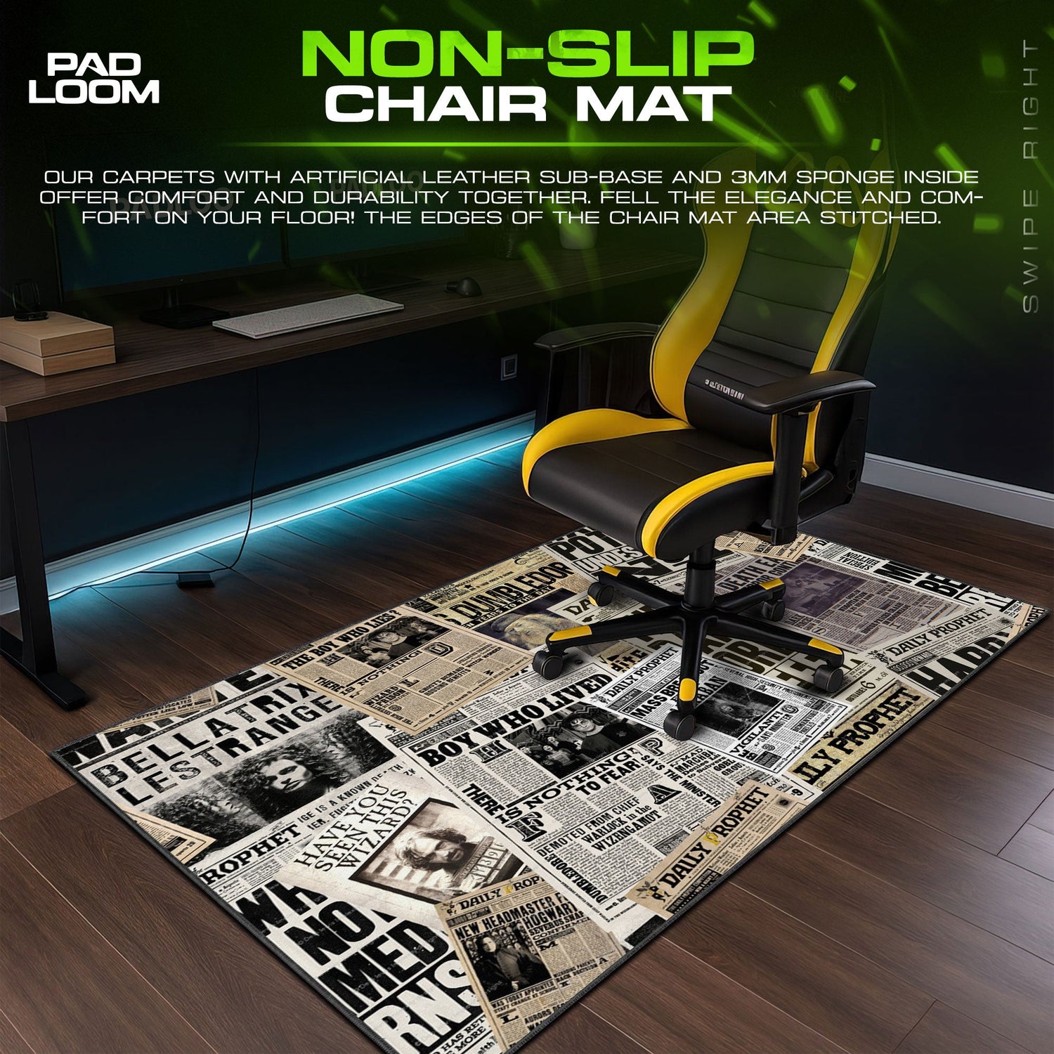 Harry Potter Mouse Pad, Daily Prophet Collage Gaming Desk Mat Padloom