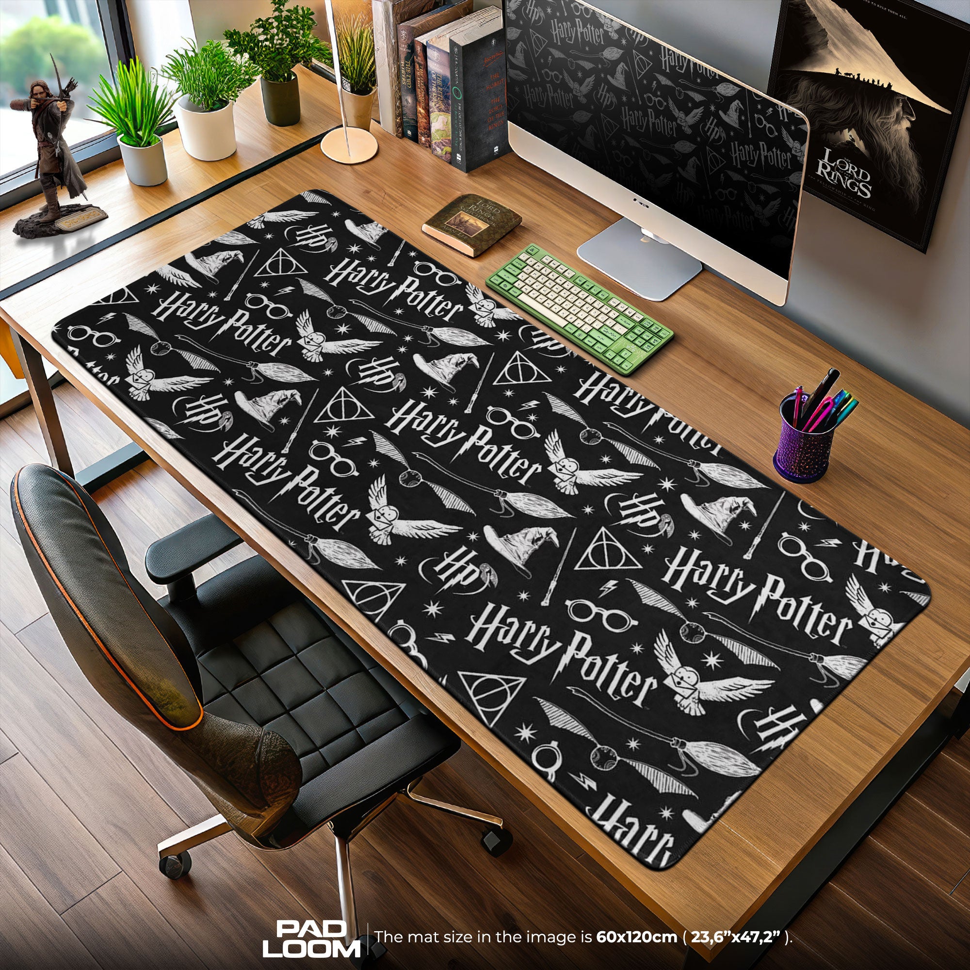 Harry Potter Mouse Pad, Iconic Symbols Pattern Gaming Desk Mat