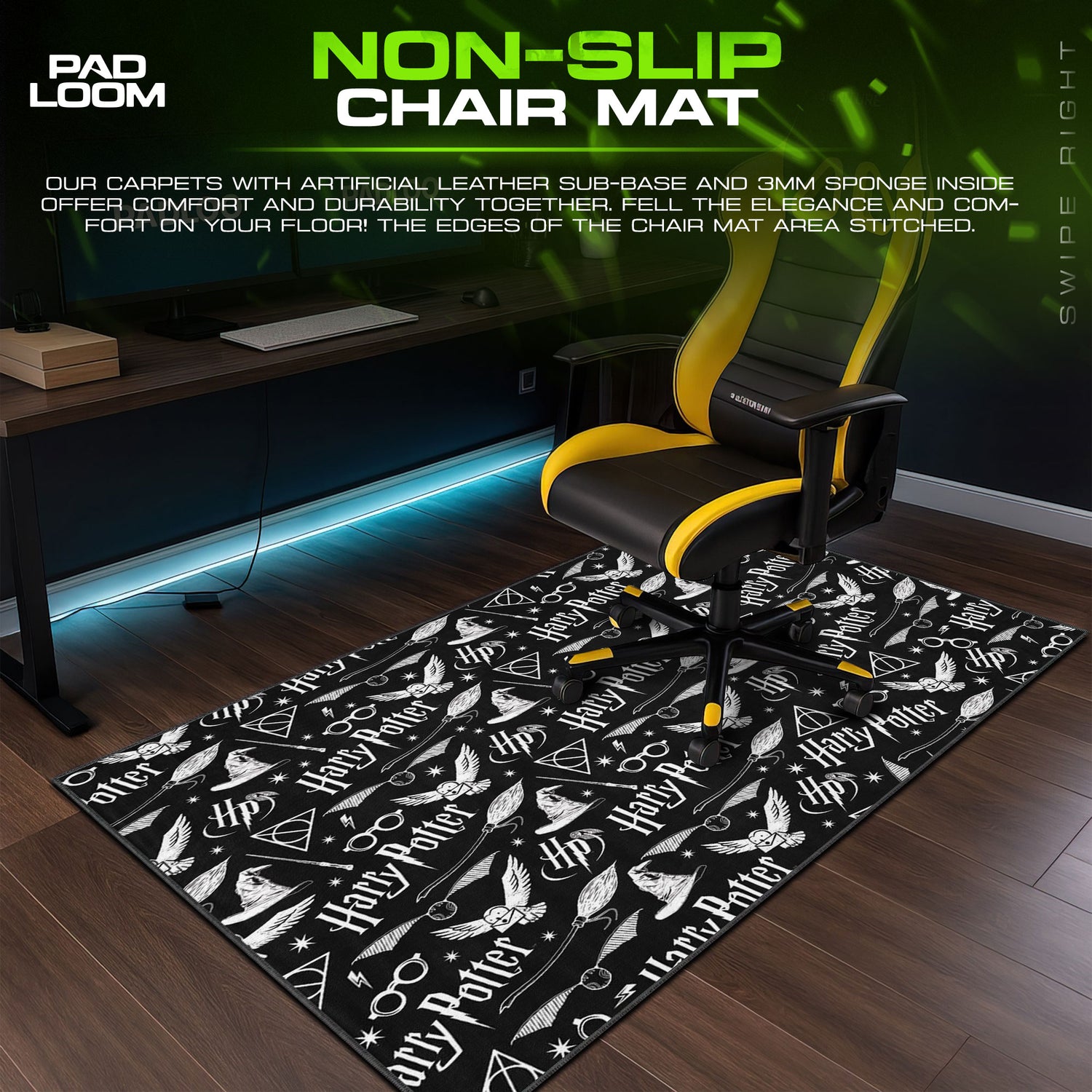 Harry desk mat showing full gaming artwork