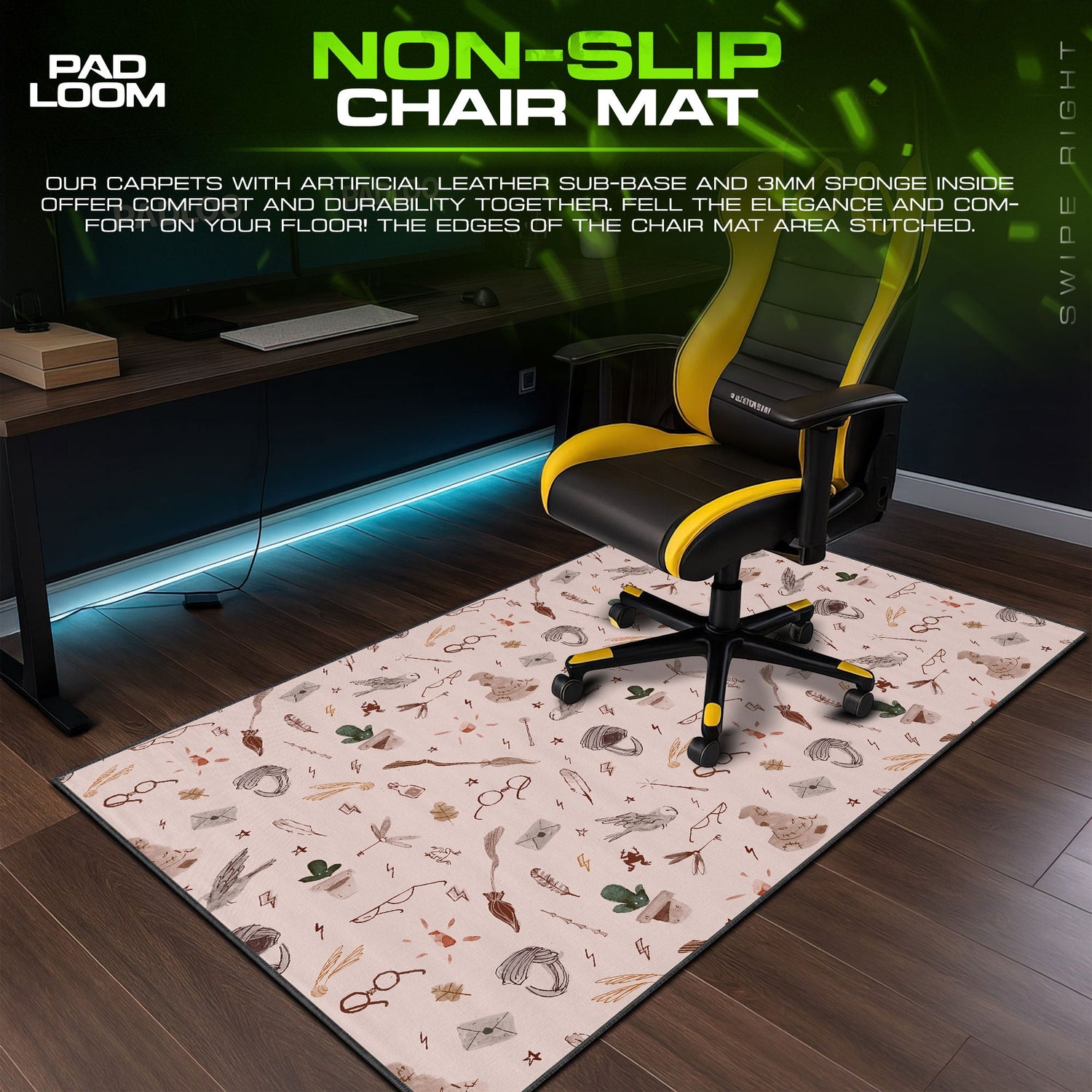 Harry Potter Mouse Pad, Magical Symbols Gaming Desk Mat Padloom
