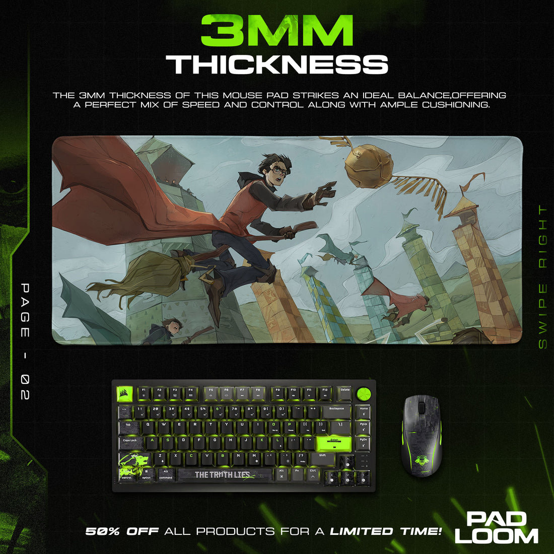 Harry Potter Quidditch Match Mouse Pad, Wizarding World Gaming Desk Mat