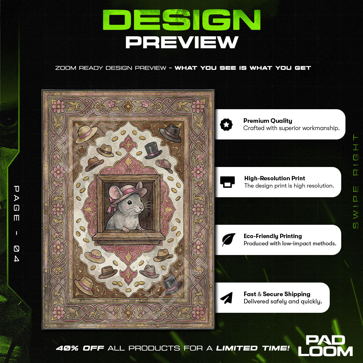 Chair character design printed on rug