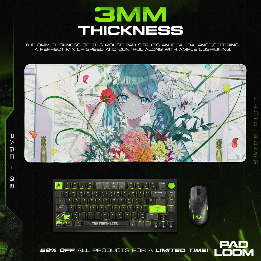 Hatsune Miku Mouse Pad - Bloom Harmony Anime Desk Mat Padloom