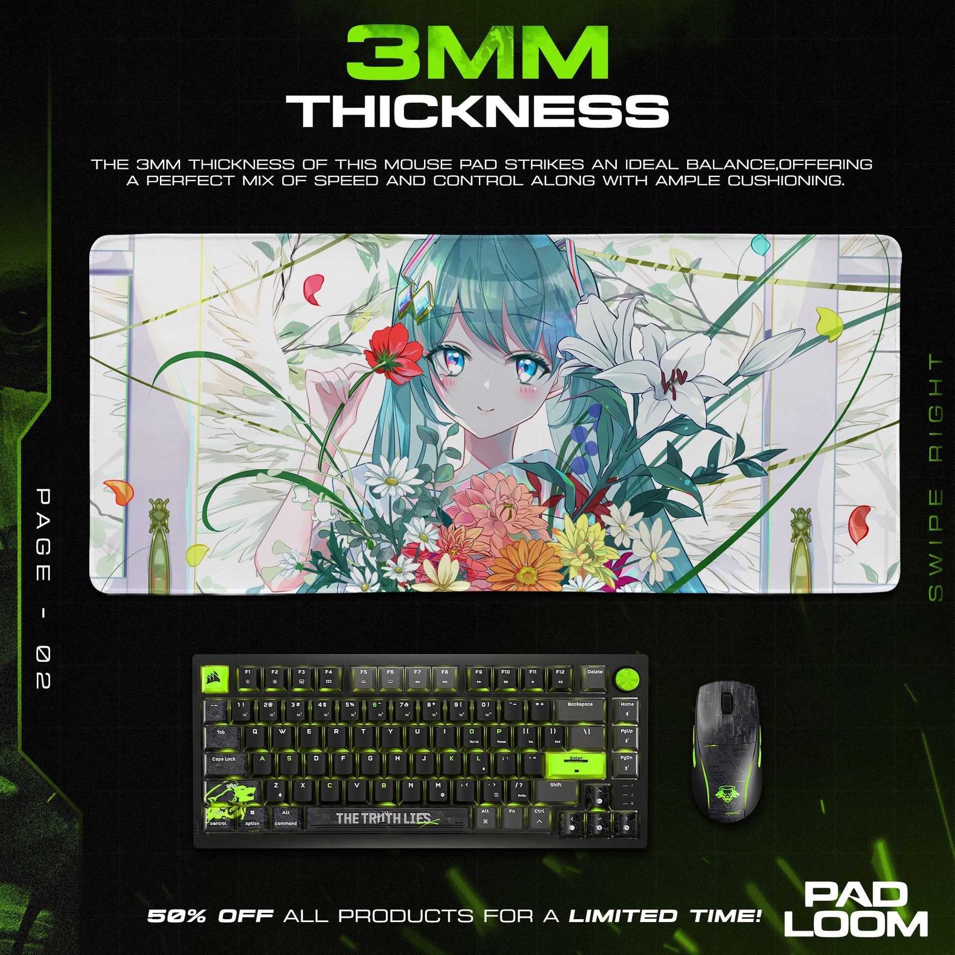 Hatsune Miku Mouse Pad - Bloom Harmony Anime Desk Mat Padloom