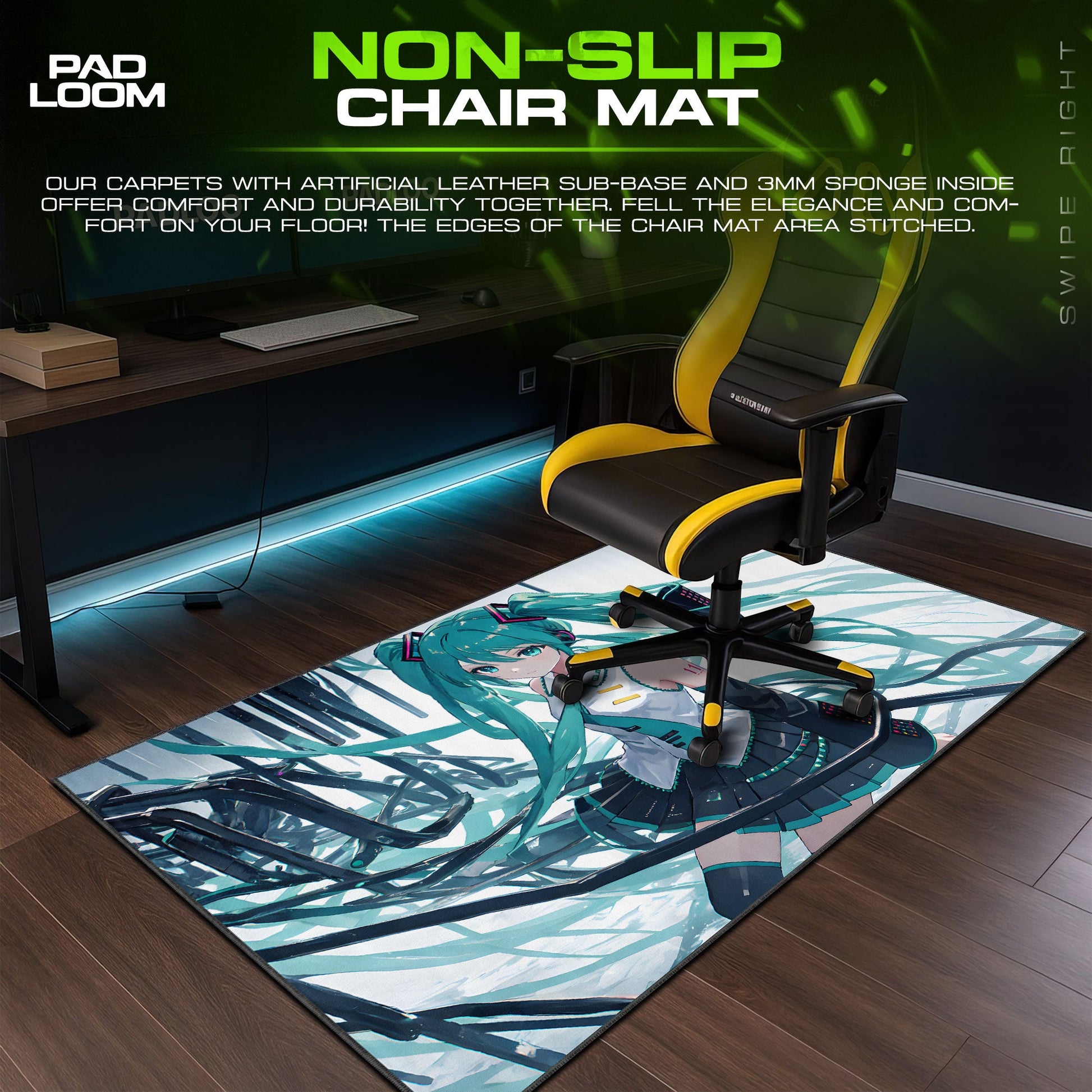 Hatsune Miku Mouse Pad - Cyber Melody Anime Desk Mat Padloom