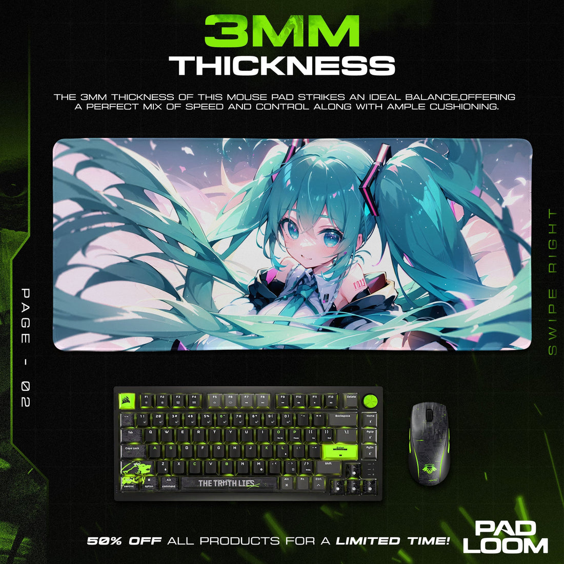Hatsune Miku Mouse Pad - Digital Dream Anime Desk Mat Padloom