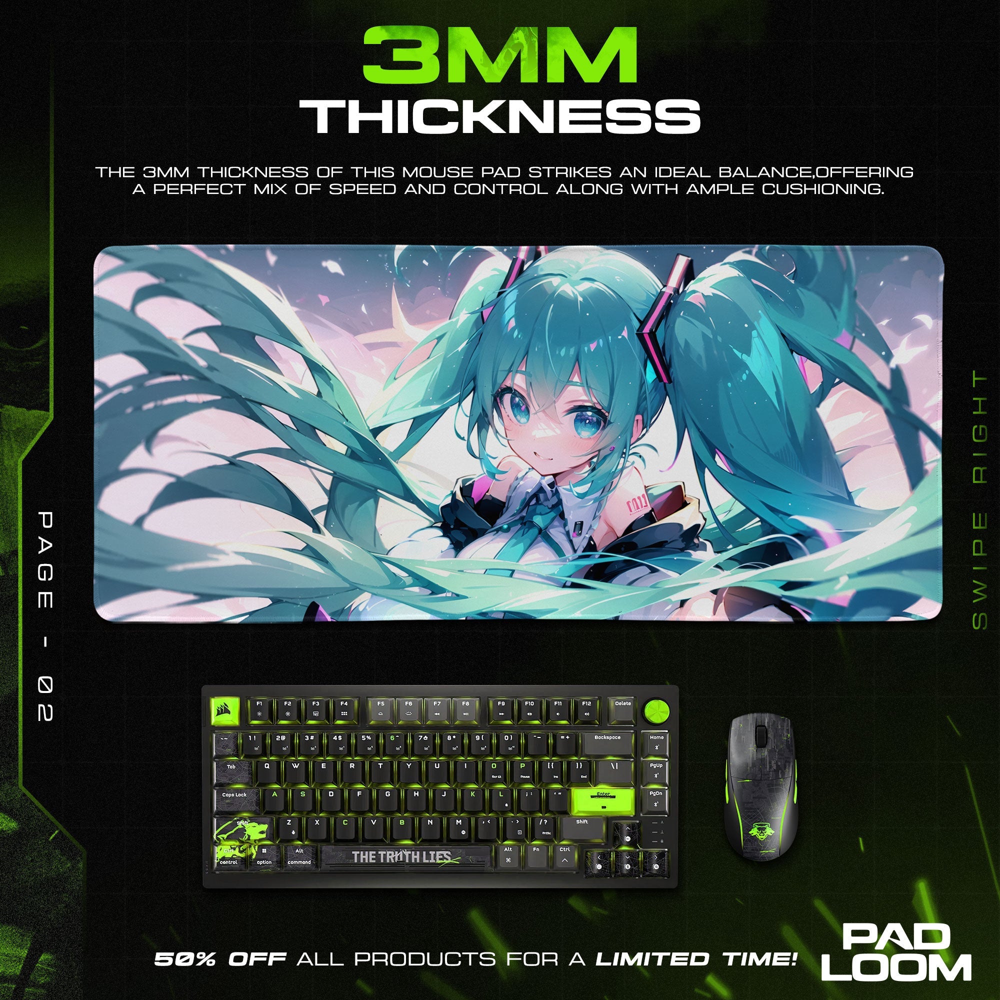 Hatsune Miku Mouse Pad - Digital Dream Anime Desk Mat Padloom