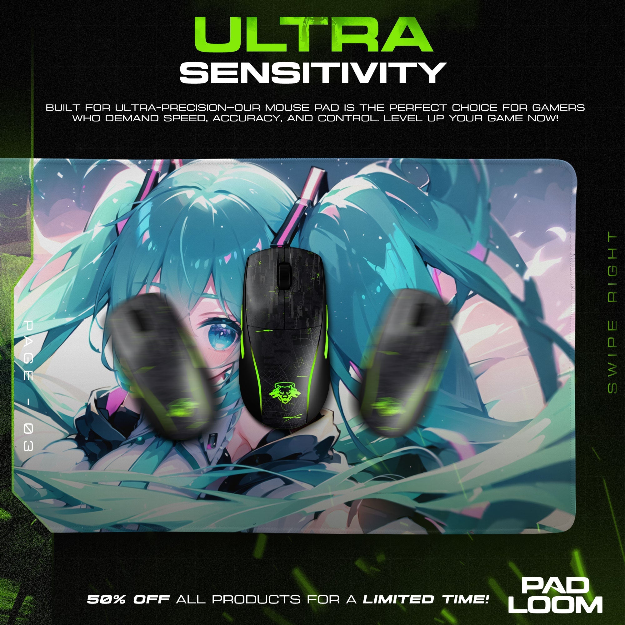 Hatsune Miku Mouse Pad - Digital Dream Anime Desk Mat Padloom