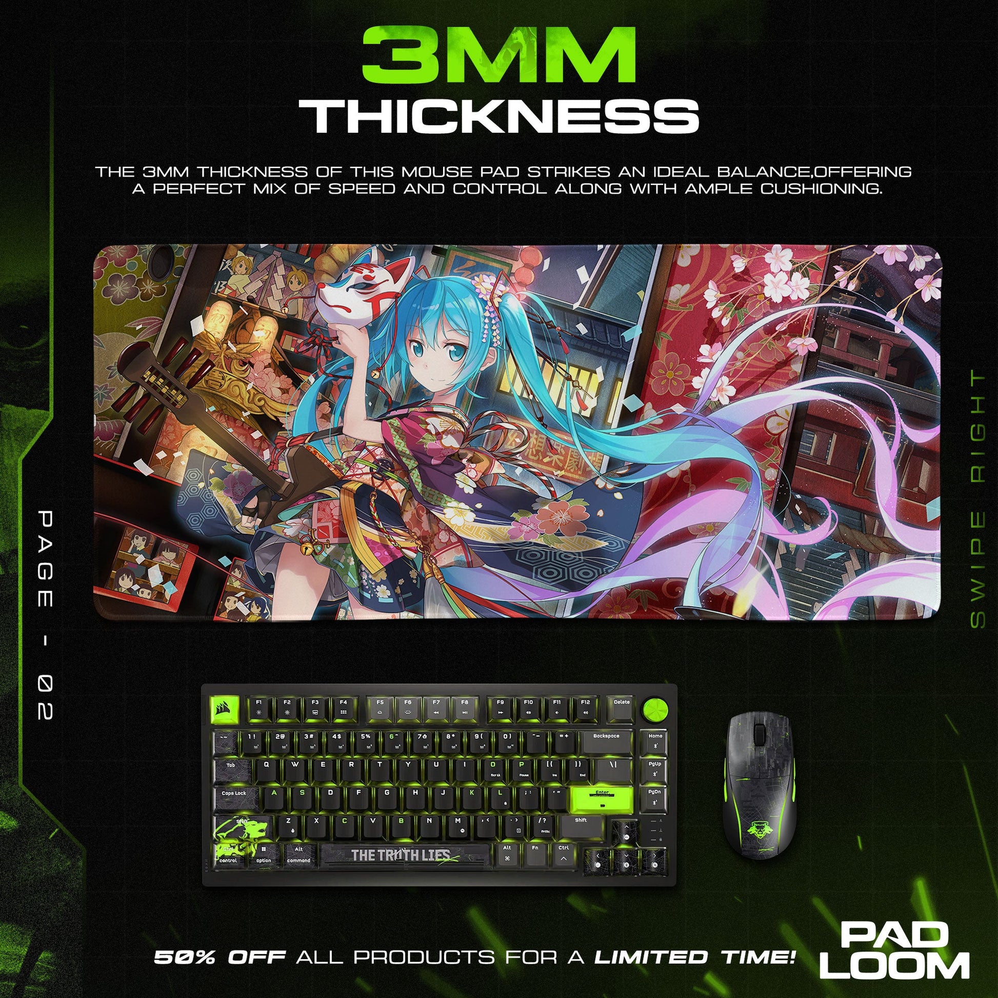 Hatsune Miku Mouse Pad - Kyoto Bloom Anime Desk Mat Padloom