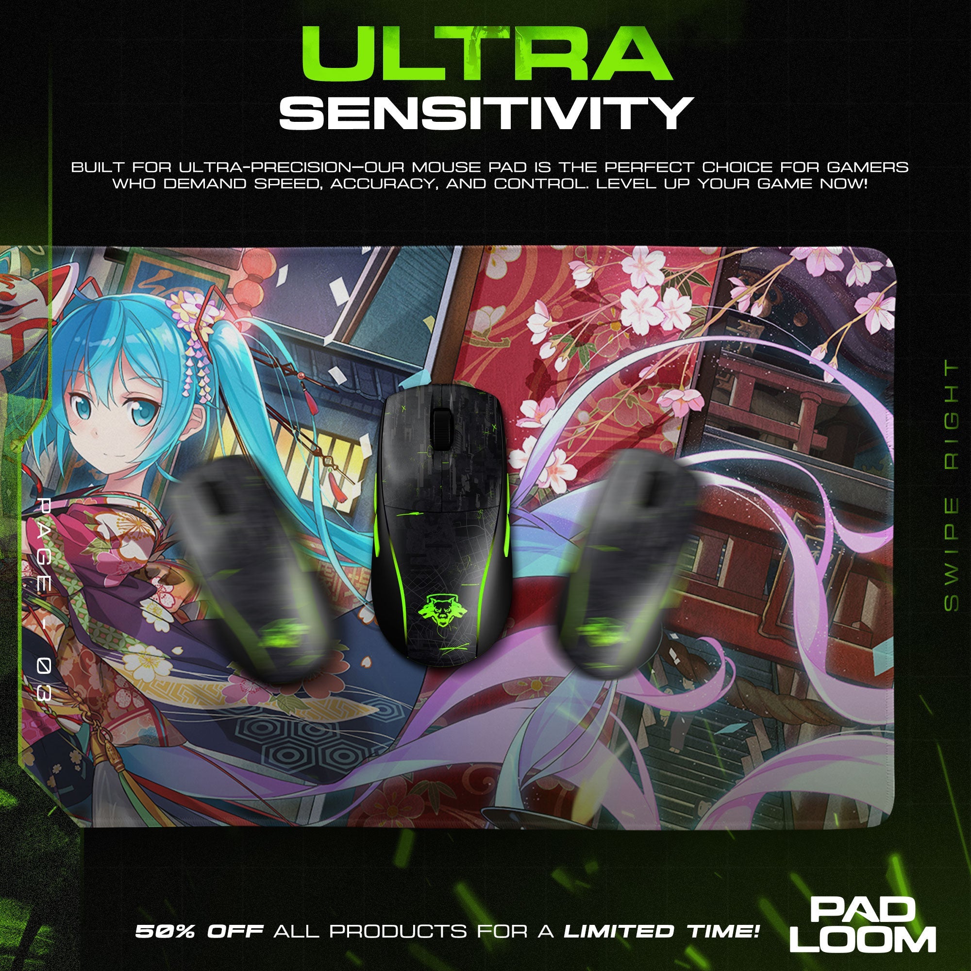 Hatsune Miku Mouse Pad - Kyoto Bloom Anime Desk Mat Padloom