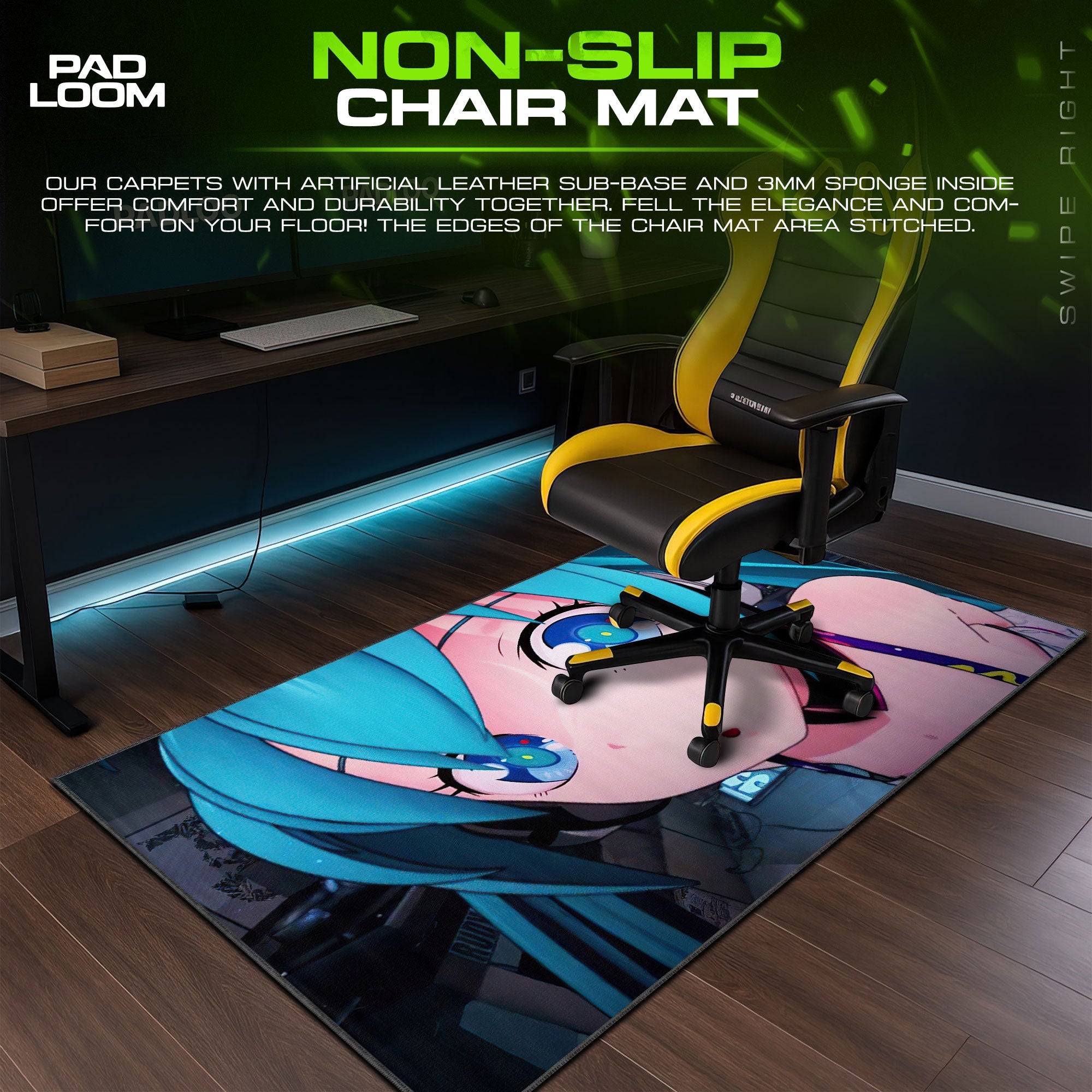 Hatsune Miku Mouse Pad - Neon Studio Anime Desk Mat Padloom