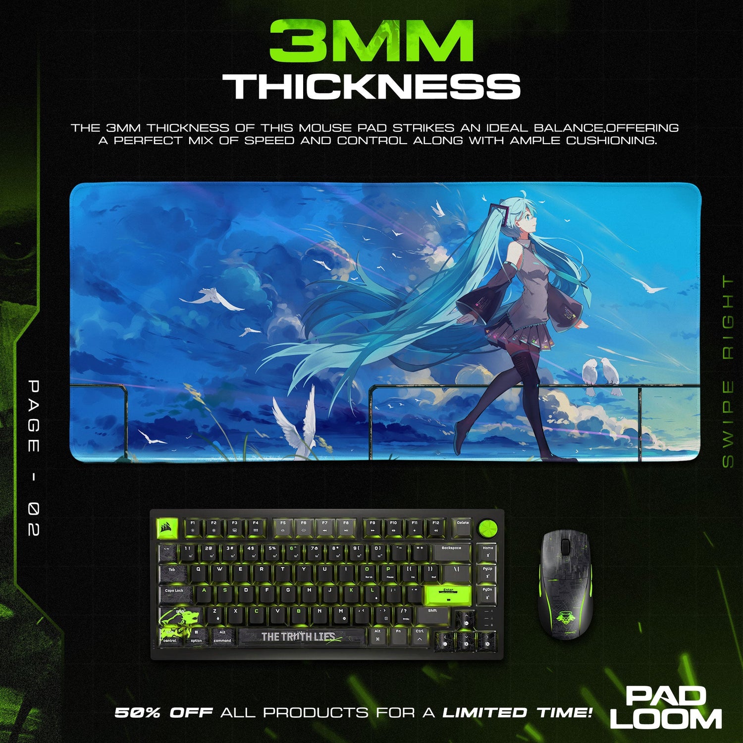 Hatsune Miku Mouse Pad - Skybound Melody Anime Desk Mat Padloom