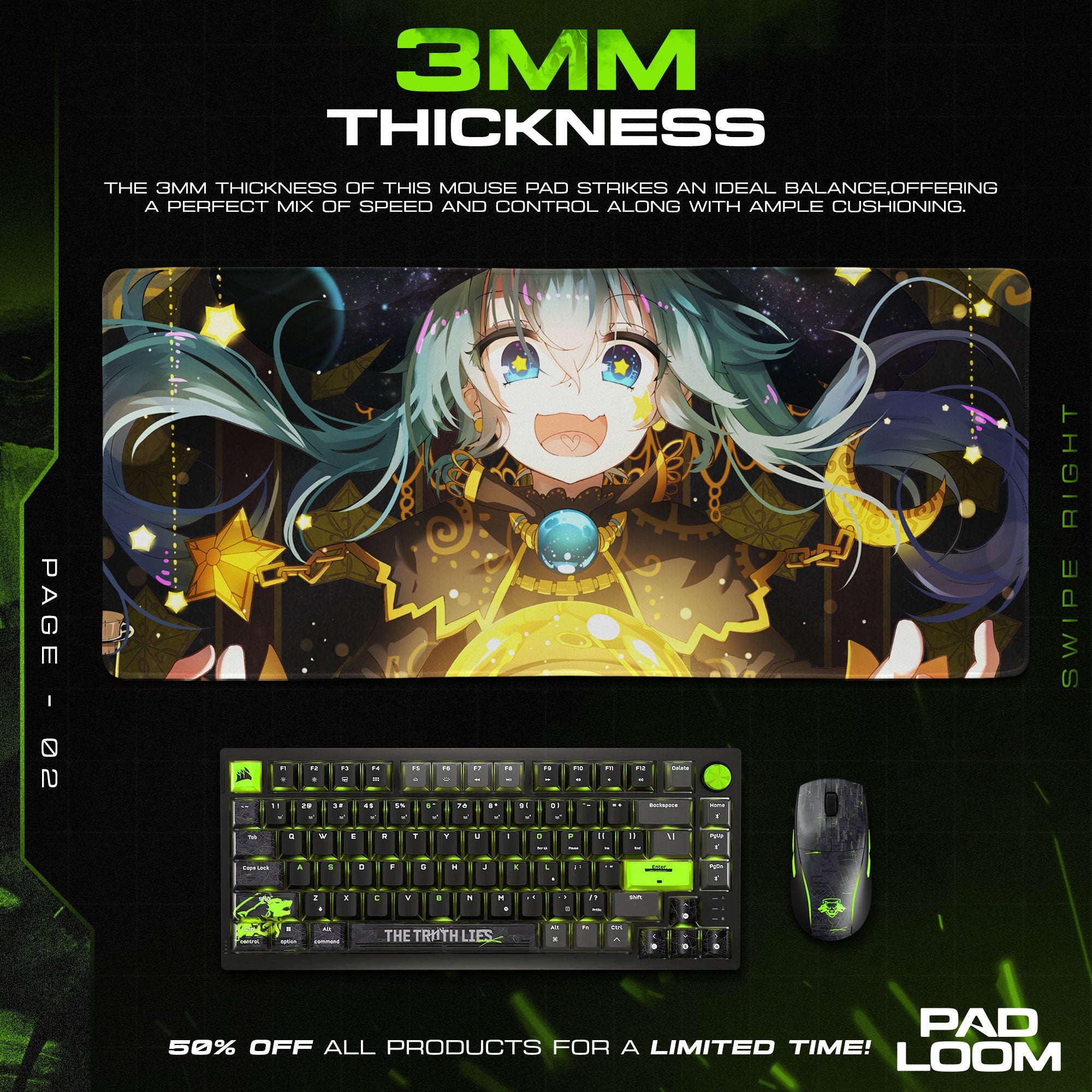 Hatsune Miku Mouse Pad - Starlight Magic Anime Desk Mat Padloom
