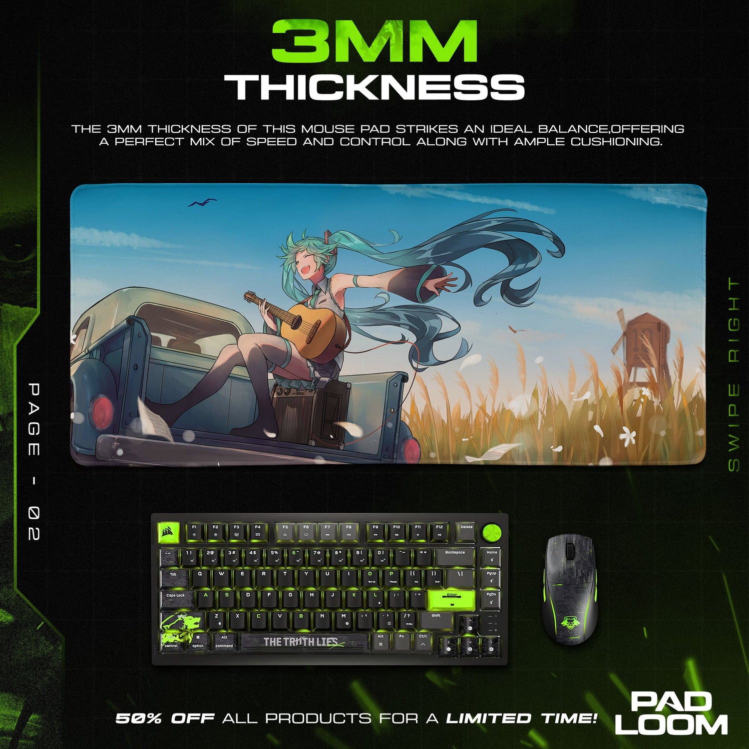 Hatsune Miku Mouse Pad - Galactic Melody Anime Desk Mat Padloom