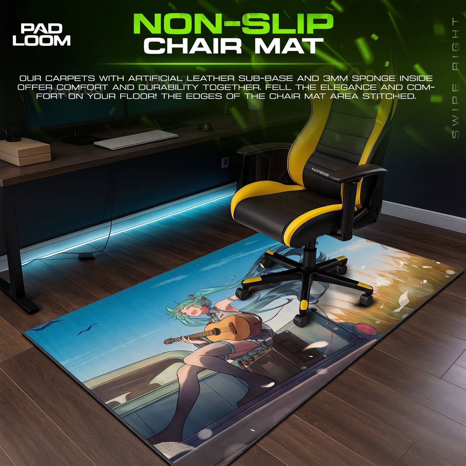 Hatsune Miku Mouse Pad - Galactic Melody Anime Desk Mat Padloom