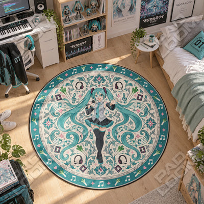Hatsune Miku Singing Round Rug - Vocaloid Chair Mat