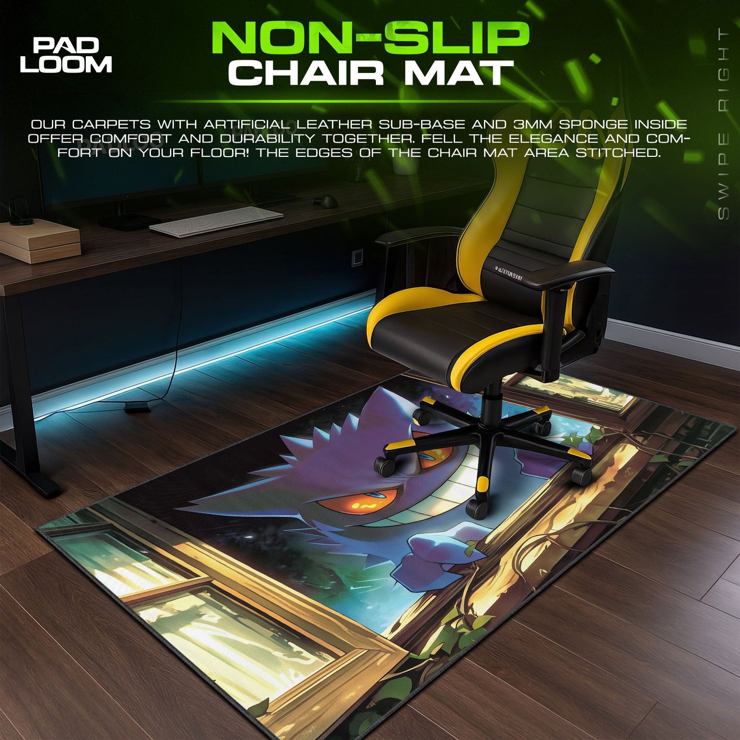 Haunted Gengar Mouse Pad, Ghost Pokémon Gaming Desk Mat Padloom