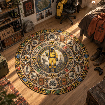 Hazmat Keycard Round Rug - Rust Chair Mat