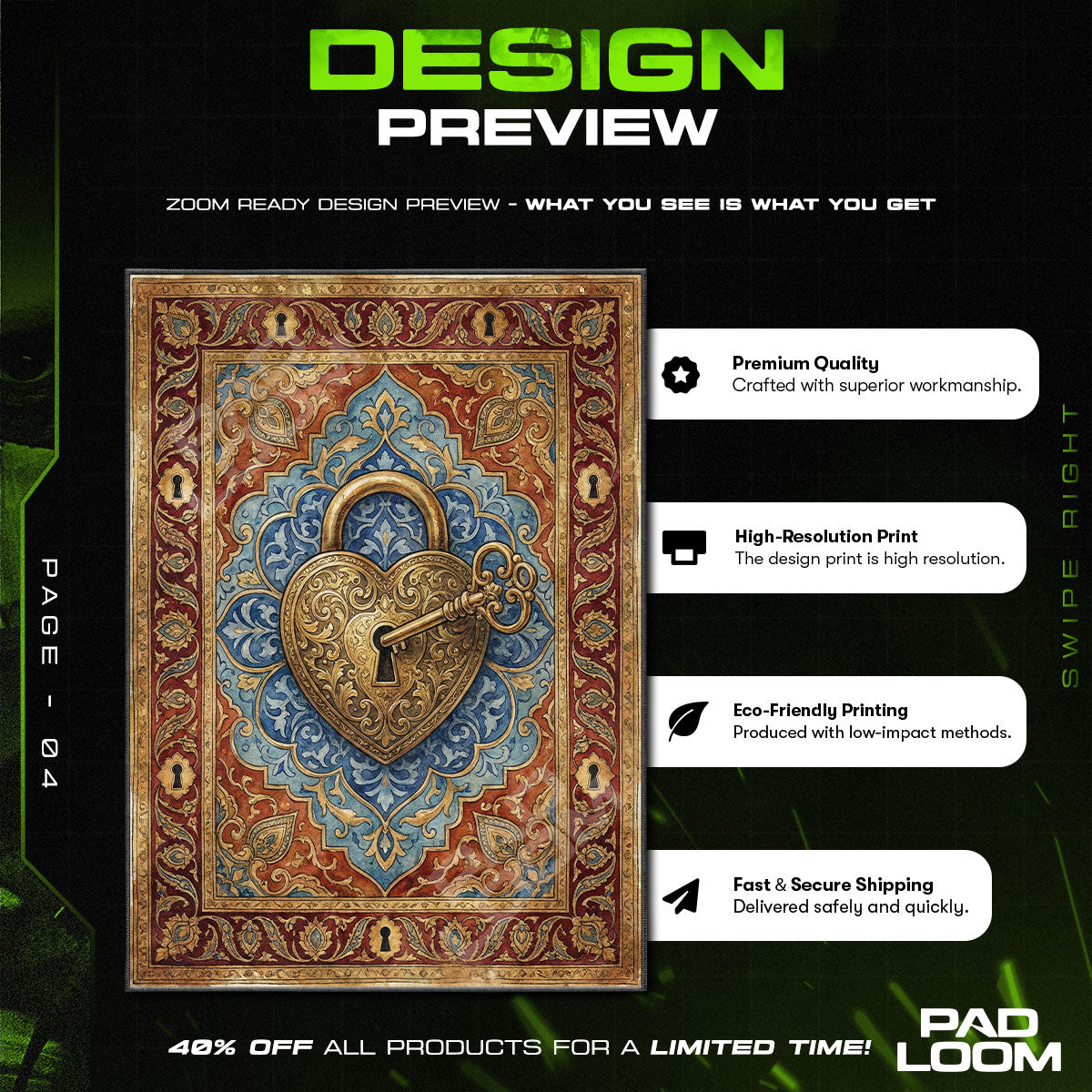 Heart Lock & Key Valentine's Day Area rug — main product view