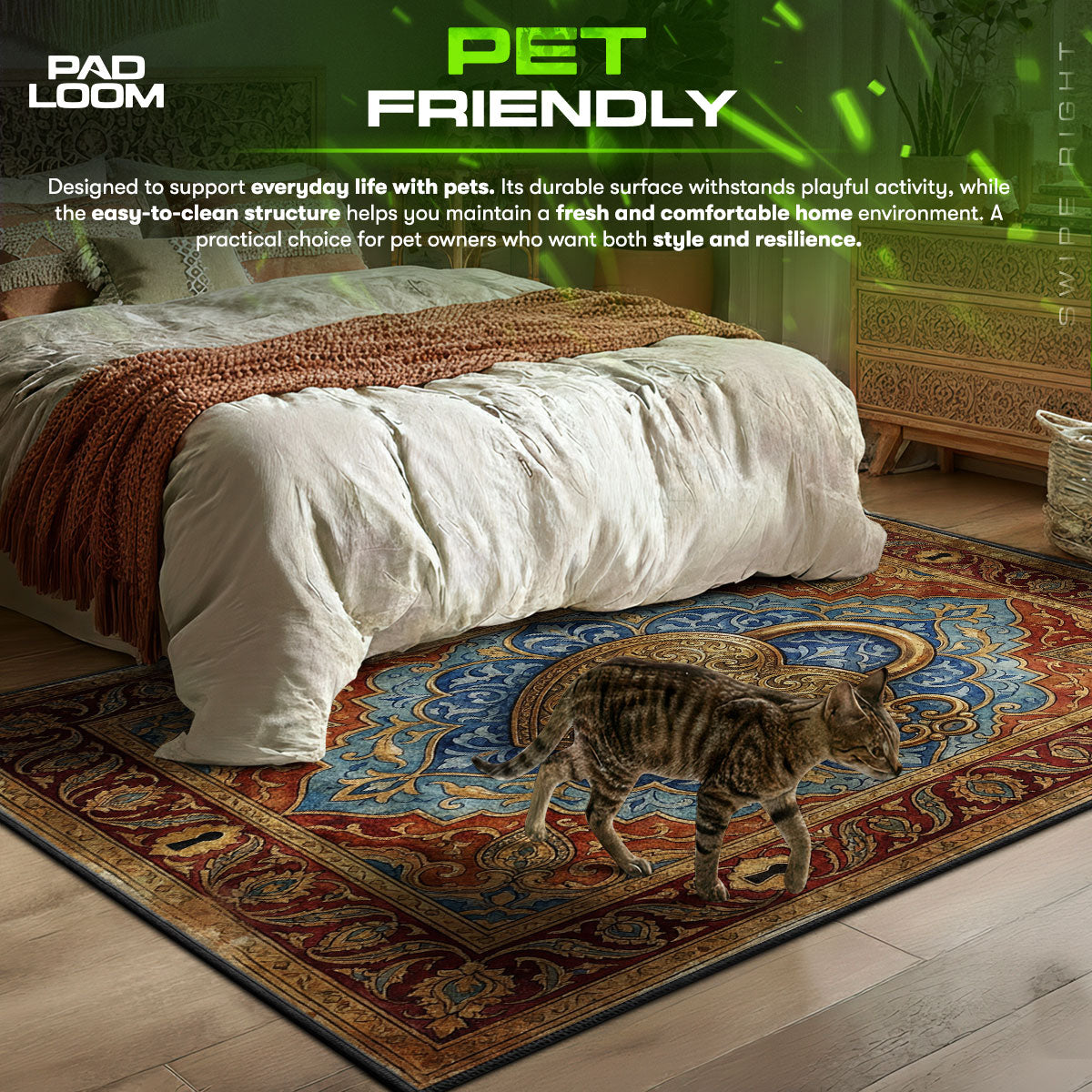 Heart Lock themed area rug for home decor fans