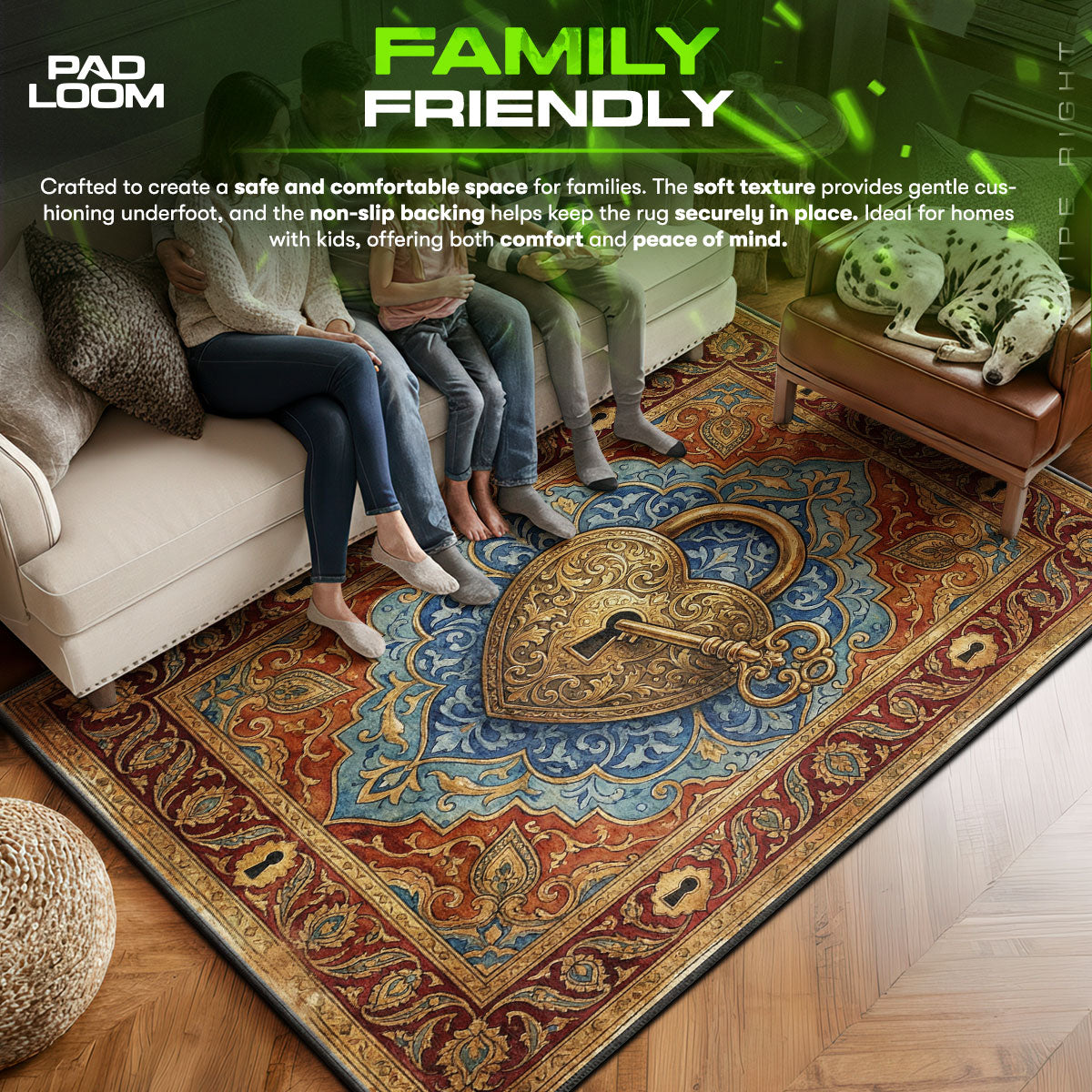 Area character design printed on rug