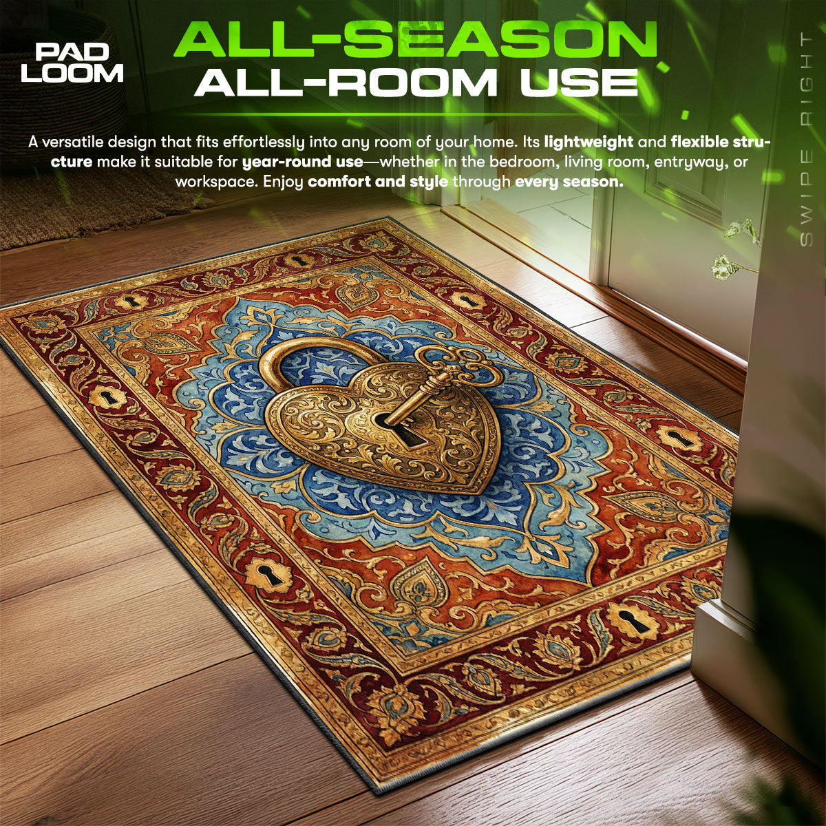 Detailed close-up of Heart rug pattern