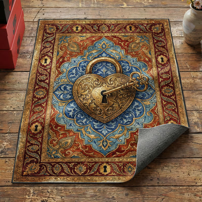 Heart Lock & Key Rug — Valentine's Day Area Rug