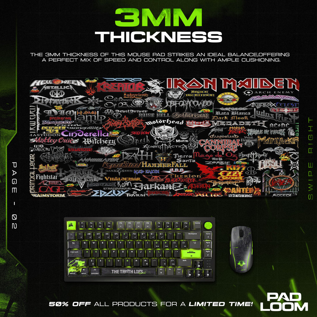 Heavy Metal Bands Mouse Pad, Rock Music Gamer Desk Mat