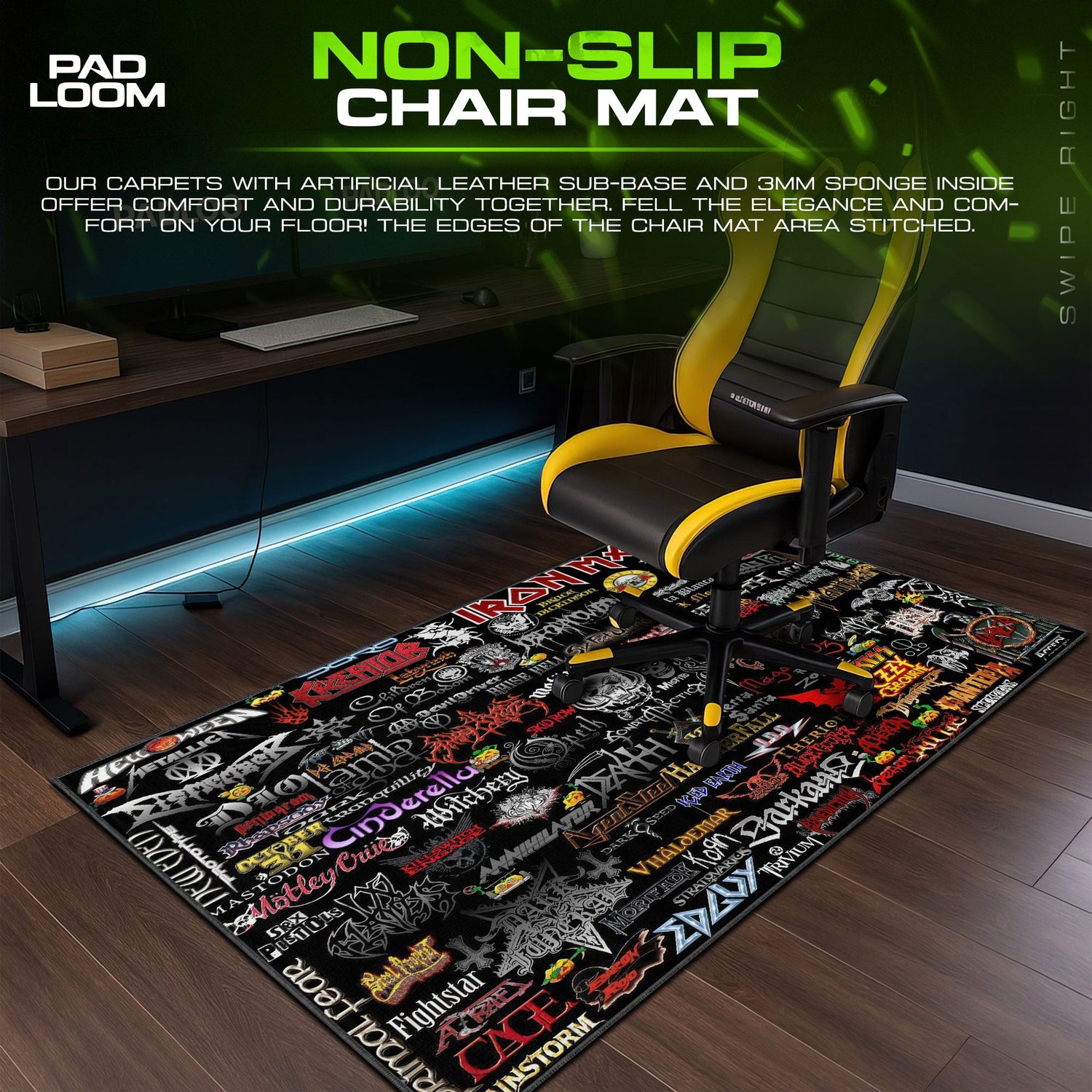 Heavy Metal Bands Mouse Pad, Rock Music Gamer Desk Mat Padloom