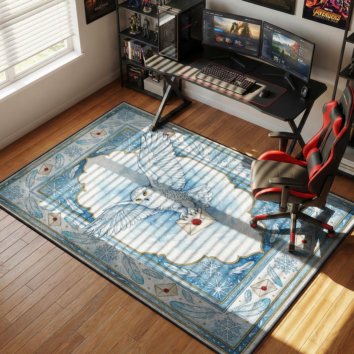 Hedwig Snowy Owl Letter Harry Potter Room rug — main product view